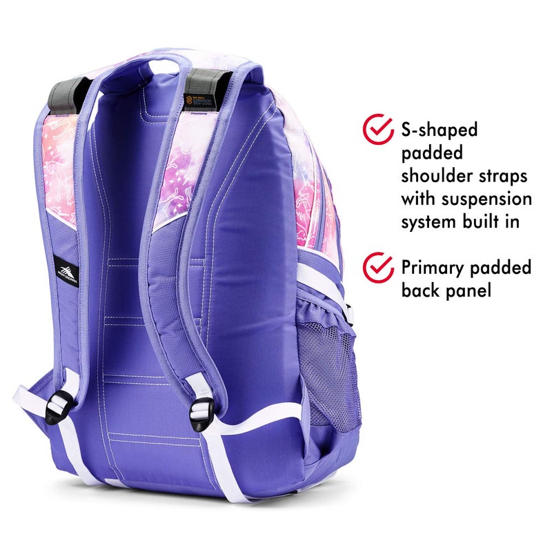 High Sierra Loop Backpack, Travel, or Work Bookbag with tablet sleeve, One Size, Unicorn Clouds/Lavender/White - Image 3